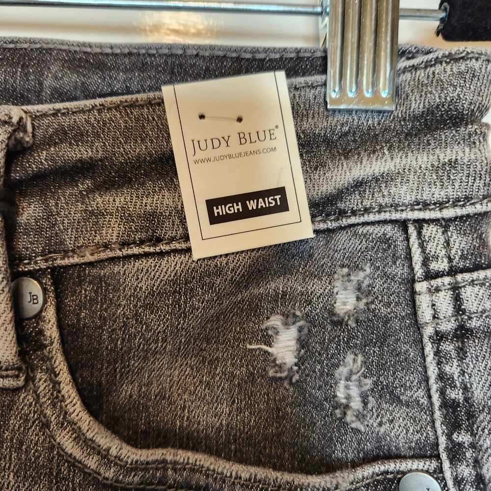NEW Judy Blue Skinny Fit Raw Hem Charcoal Gray Jeans Size 3/26 - Picture 6 of 11